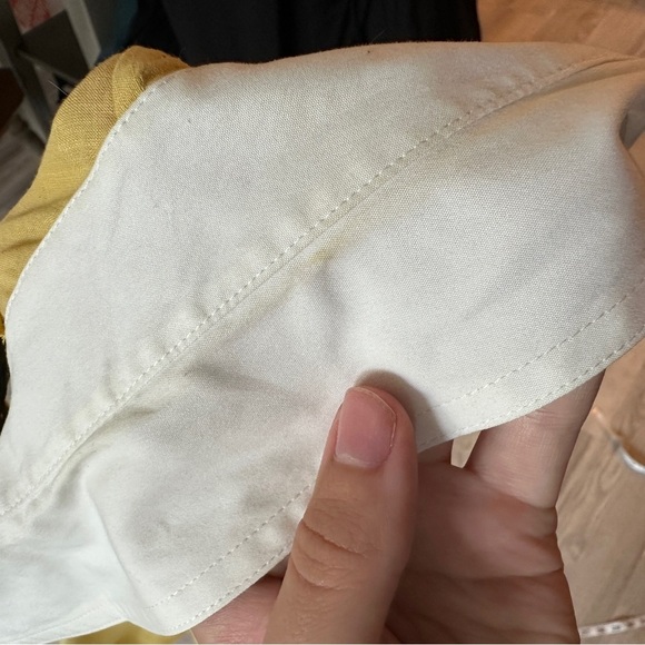 St. John Yellow Cotton Crop Sleeve Button Down Top 8 - Picture 10 of 14